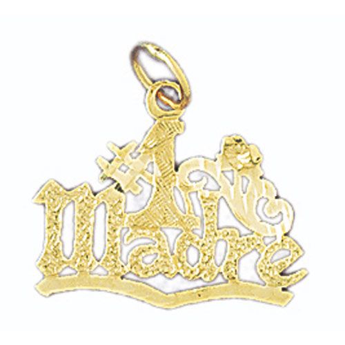 Number One Madre Charm Pendant 14k Gold