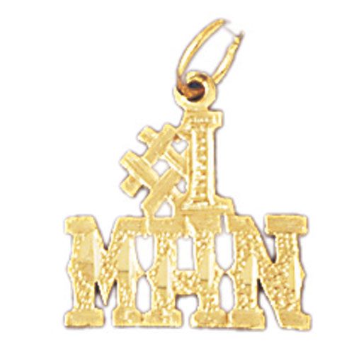 Number One Man Charm Pendant 14k Gold