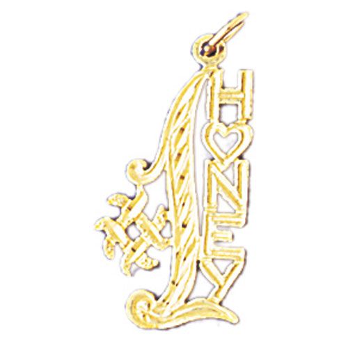 Number One Honey Charm Pendant 14k Gold