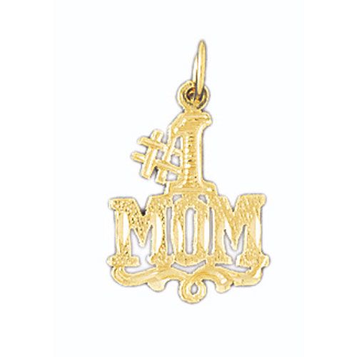 Number One Mom Charm Pendant 14k Gold