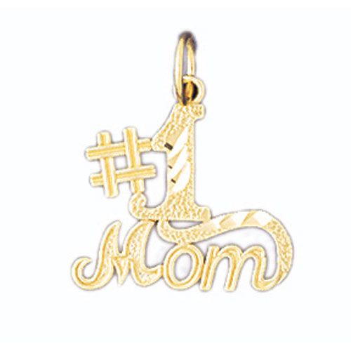 Number One Mom Charm Pendant 14k Gold