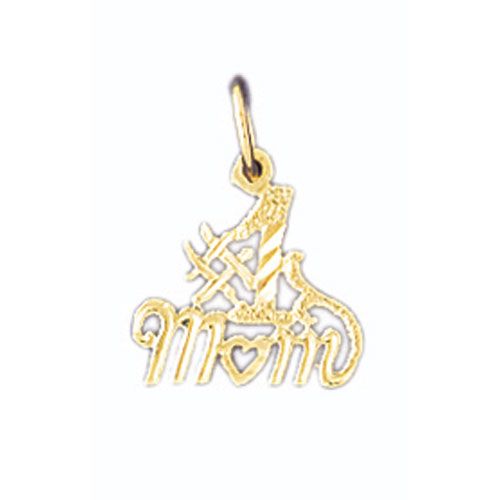 Number One Mom Charm Pendant 14k Gold