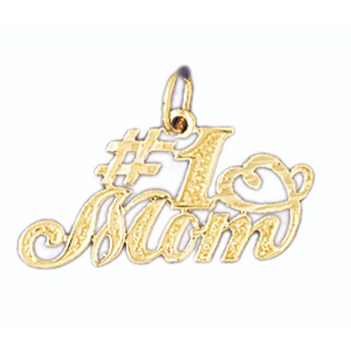 Number One Mom Charm Pendant 14k Gold