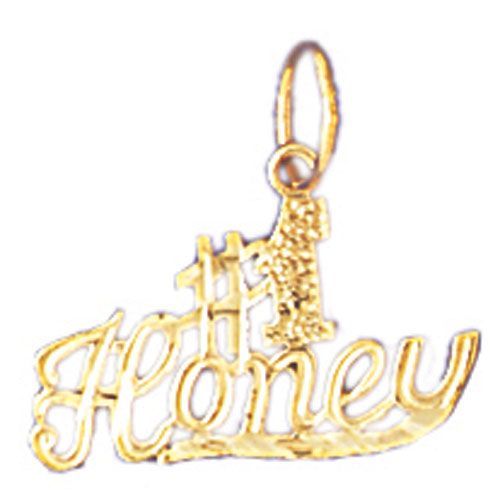 Number One Honey Charm Pendant 14k Gold