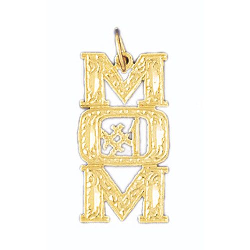 Number One Mom Charm Pendant 14k Gold