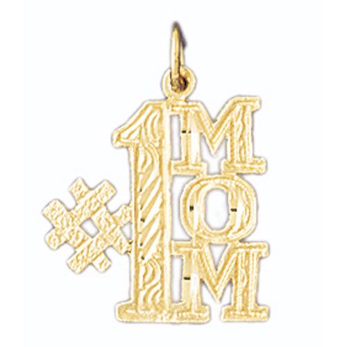 Number One Mom Charm Pendant 14k Gold