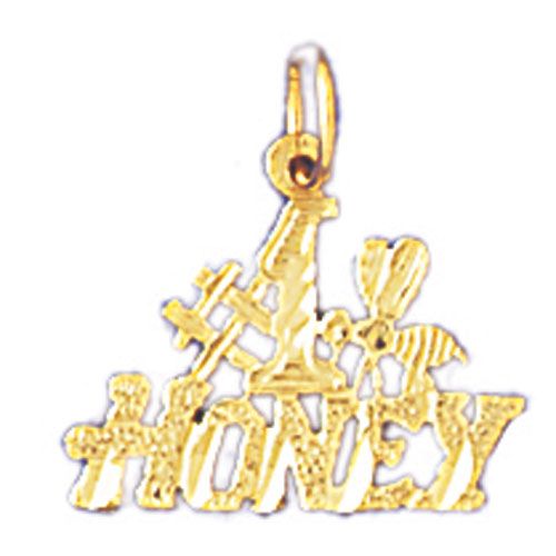 Number One Honey Charm Pendant 14k Gold