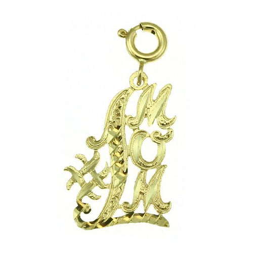 Number One Mom Charm Pendant 14k Gold