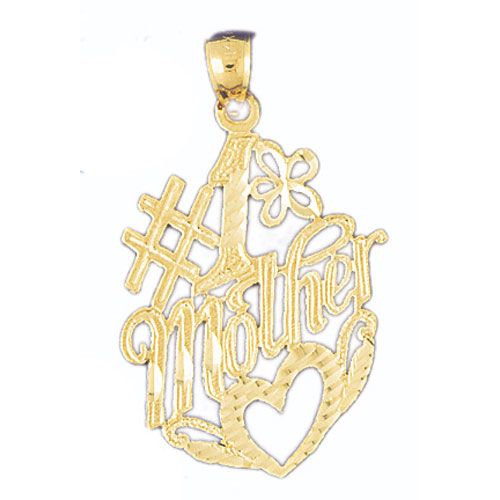 Number One Mother Charm Pendant 14k Gold