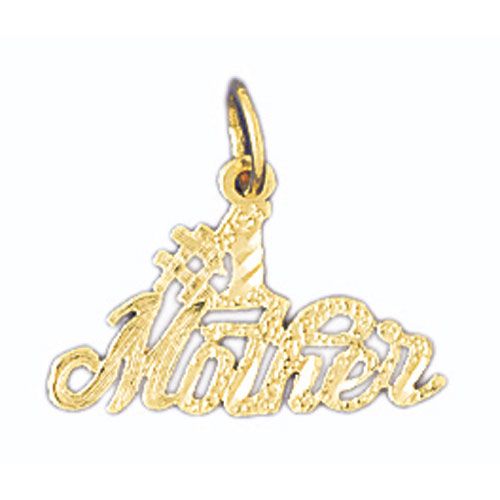 Number One Mother Charm Pendant 14k Gold