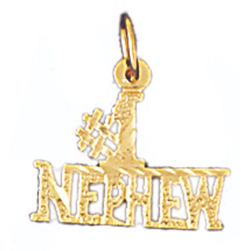 Number One Nephew Charm Pendant 14k Gold