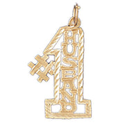 Number One Husband Charm Pendant 14k Gold