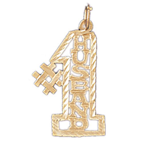 Number One Husband Charm Pendant 14k Gold
