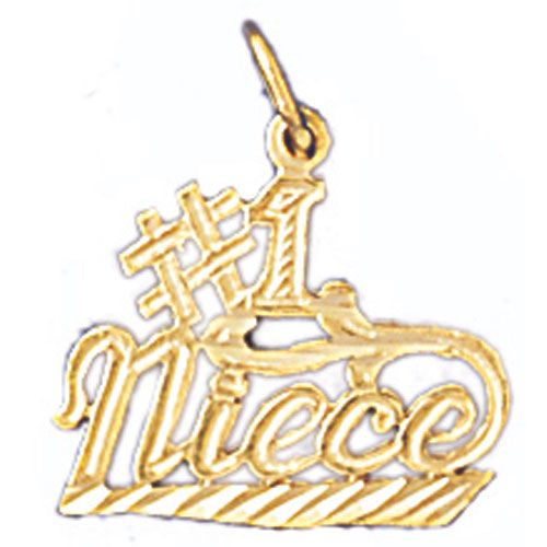 Number One Niece Charm Pendant 14k Gold