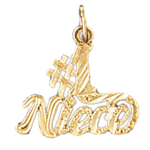 Number One Niece Charm Pendant 14k Gold