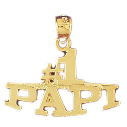 Number One Papi Charm Pendant 14k Gold