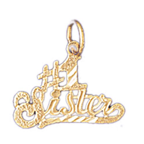 Number One Sister Charm Pendant 14k Gold