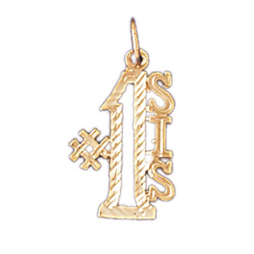 Number One Sis Charm Pendant 14k Gold