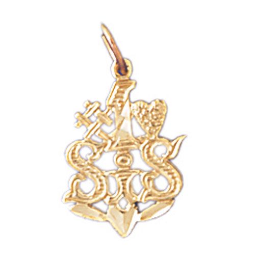 Number One Sis Charm Pendant 14k Gold