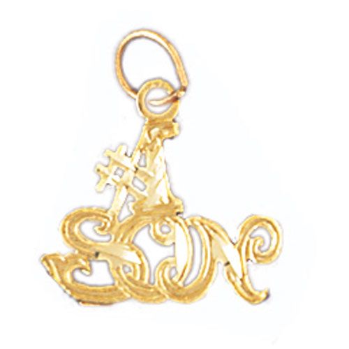 Number One Son Charm Pendant 14k Gold