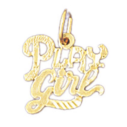 Play Girl Charm Pendant 14k Gold