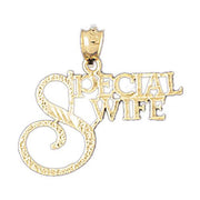 Special Wife Charm Pendant 14k Gold