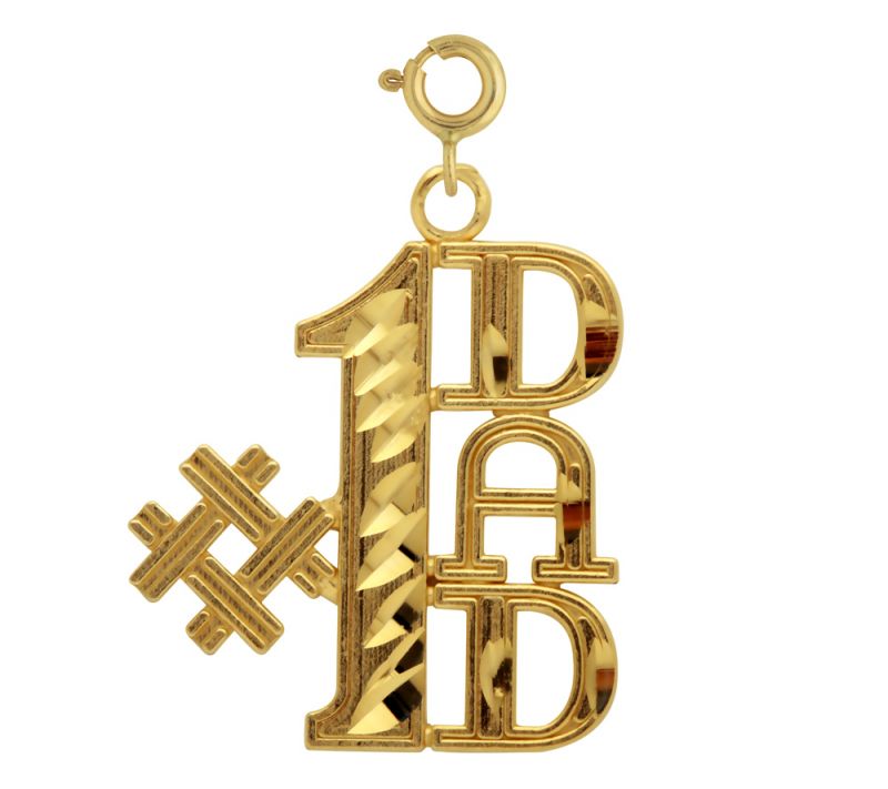 Number One Dad Charm Pendant 14k Gold