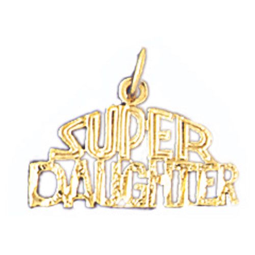 Super Daughter Charm Pendant 14k Gold