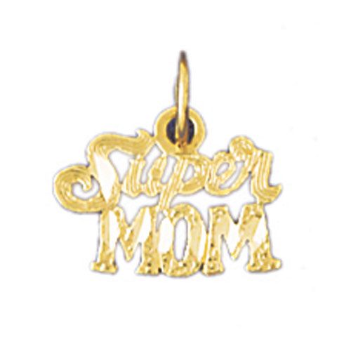 Super Mom Charm Pendant 14k Gold