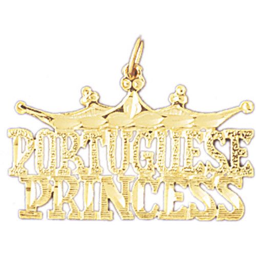 Portuguese Princess Charm Pendant 14k Gold