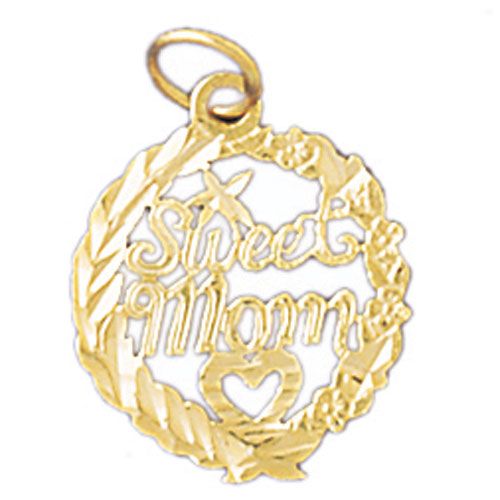 Sweet Mom Charm Pendant 14k Gold