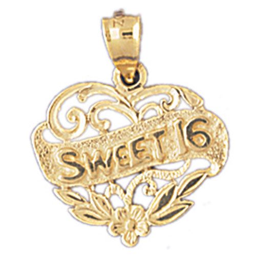 Sweet Sixteen Charm Pendant 14k Gold