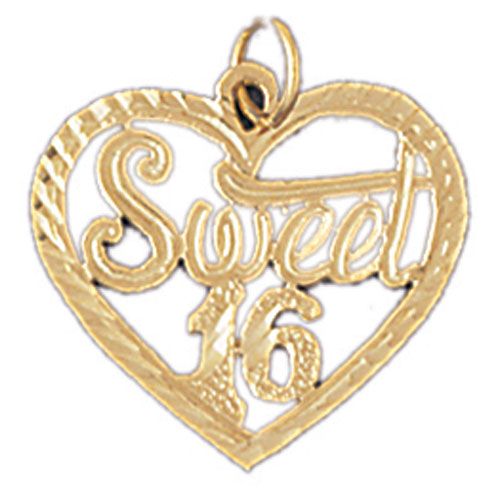Sweet Sixteen Charm Pendant 14k Gold