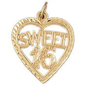 Sweet Sixteen Charm Pendant 14k Gold
