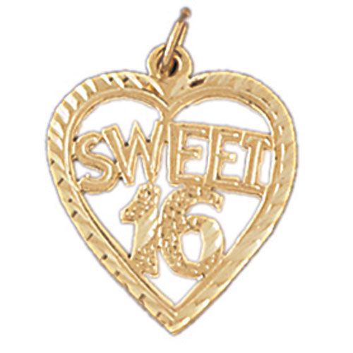 Sweet Sixteen Charm Pendant 14k Gold
