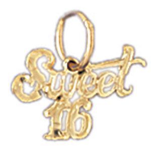 Sweet Sixteen Charm Pendant 14k Gold