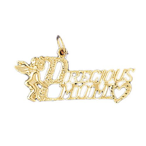 Precious Mom Charm Pendant 14k Gold