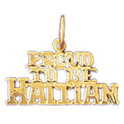 Proud To Be Haitian Charm Pendant 14k Gold