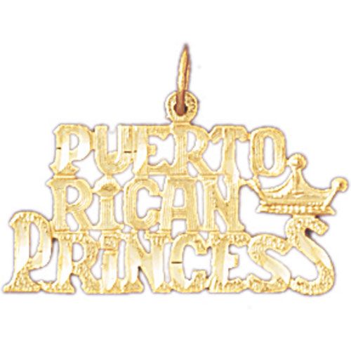 Puerto Rican Princess Charm Pendant 14k Gold