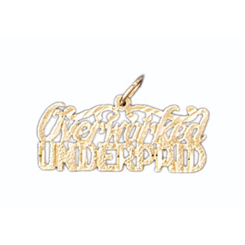 Overworked Underpaid Charm Pendant 14k Gold