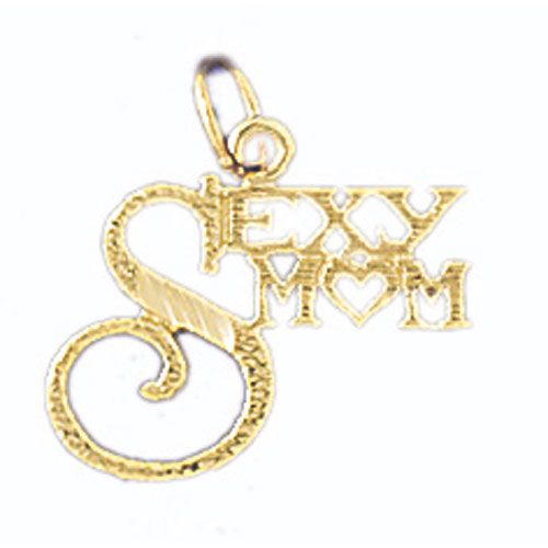 Sexy Mom Charm Pendant 14k Gold