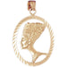 Egyptian Cleopatra Charm Pendant 14k Gold