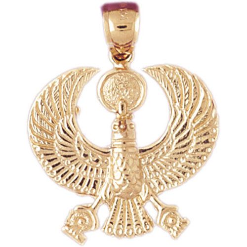 Egyptian Eagle Sign Charm Pendant 14k Gold