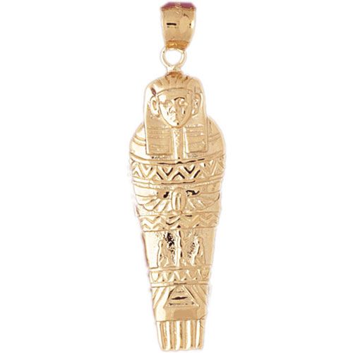 Egyptian Mummy Charm Pendant 14k Gold