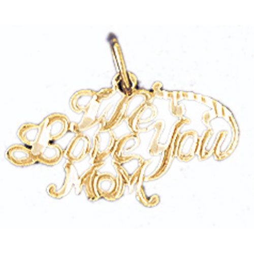 We Love You Mom Charm Pendant 14k Gold