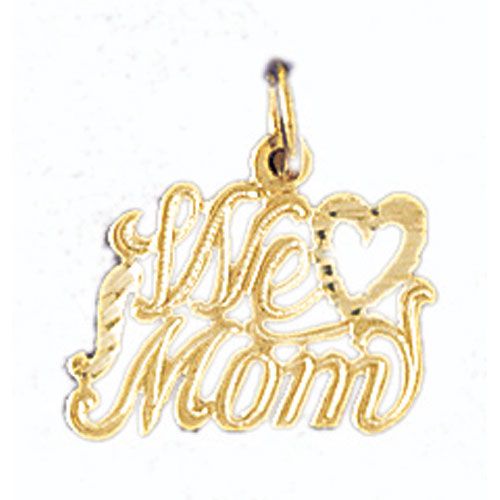 We Love Mom Charm Pendant 14k Gold