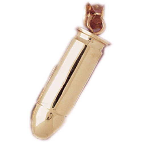 3D Bullet Charm Pendant 14k Gold