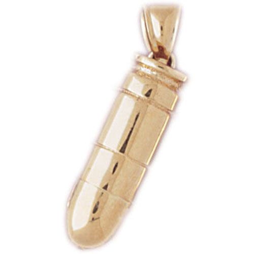 3D Bullet Charm Pendant 14k Gold