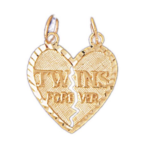 Twins Forever Charm Pendant 14k Gold