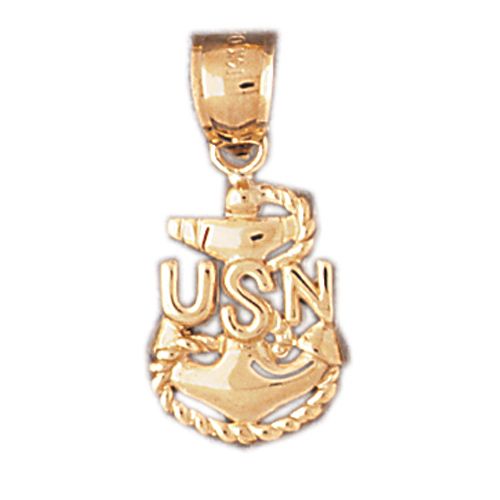 Us Navy Sign Charm Pendant 14k Gold